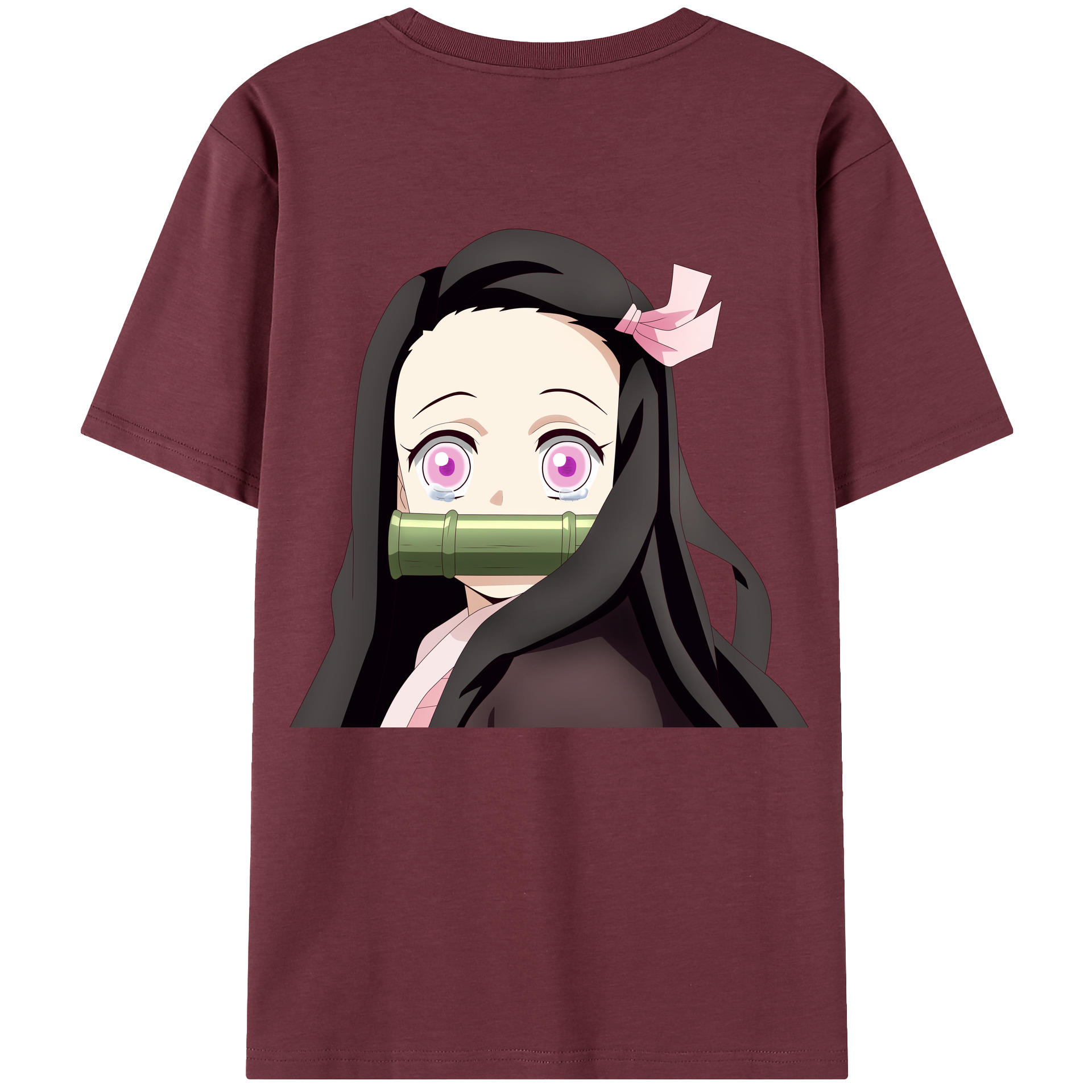 （画像用） 鬼滅の刃（きめつのやいば）竈門 禰󠄀豆子／かまど ねずこ Kamado Nezuko 綿100％半袖Tシャツ（背面プリント）